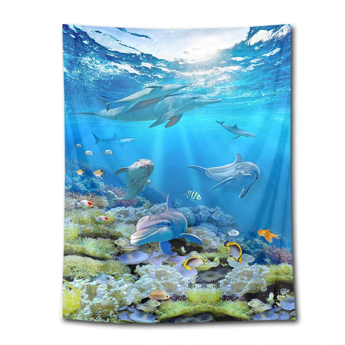 Amazon.co.jp: LB 海底世界 タペストリー 美しい海 可愛いイルカ